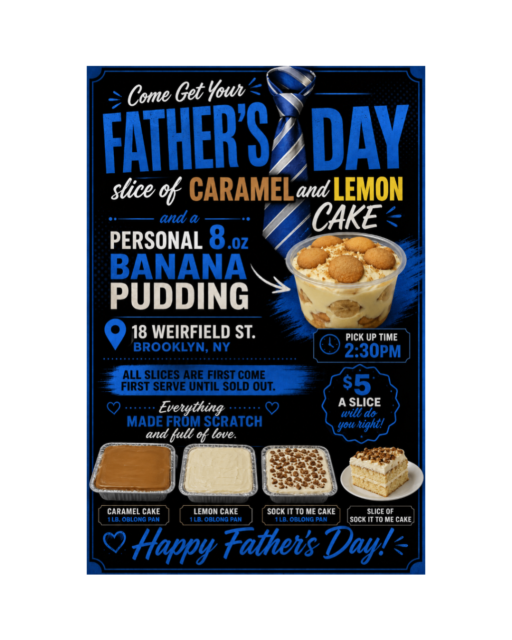 Cake slices and banana pudding 